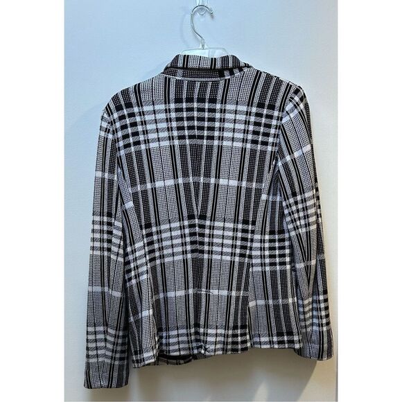 Philosophy women’s black white plaid one button blazer size Large #25-0660 - Picture 2 of 3